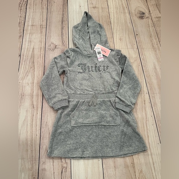 Juicy Couture girls Velour Hooded Dress Gray Heather size 6 - Picture 5 of 7